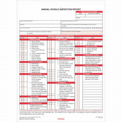 Annual Vehicle Inspection Report Loose leaf Carbonless 3 Ply 400 FS C3 