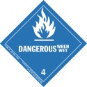 Dangerous When Wet HazMat Label Class 4 Division 4.3 19-HML