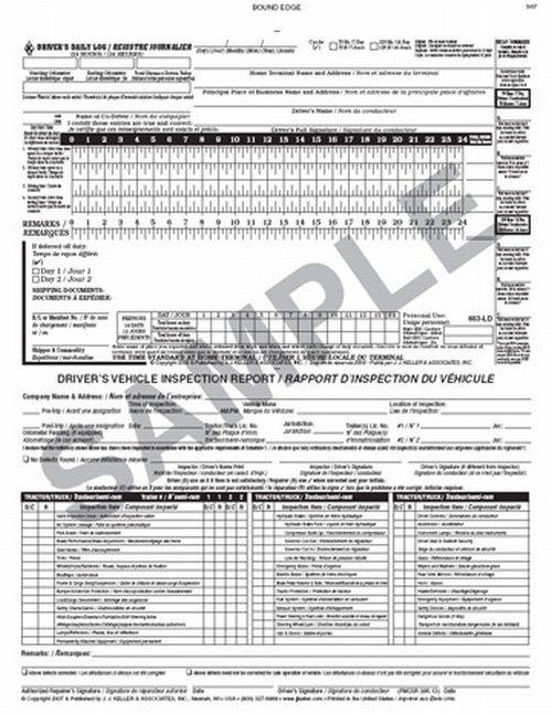 663-LD Canadian Driver's Daily Log Book English/French 2-Ply with