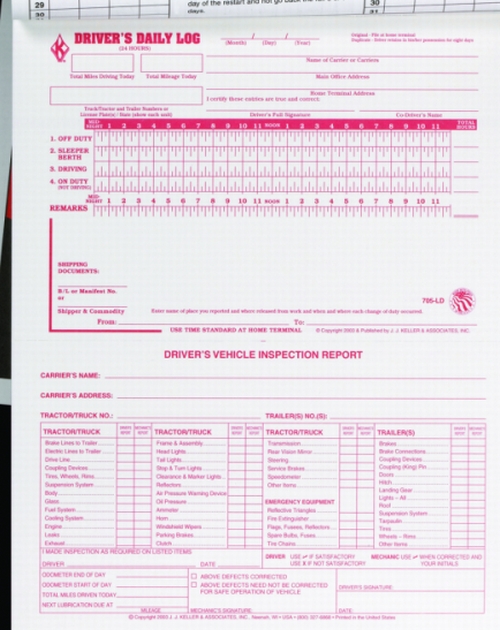 2 in 1 Driver's Daily Log Book, Duplicate driver logs