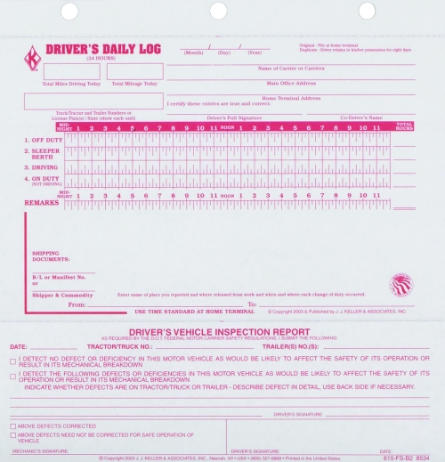 2 in 1 Driver's Daily Log Book, Duplicate driver logs