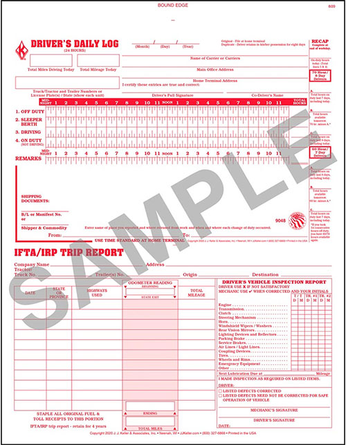 2-In-1 Driver's Daily Log Book w/Detailed DVIR, 3-Ply, w/Carbon, No Recap -  Personalized