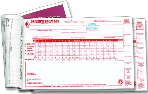Imprinted Driver's Daily Logs 2-ply with carbon Detailed DVIR and 70 hour/8  day Recap Book Format B 618-LD-C